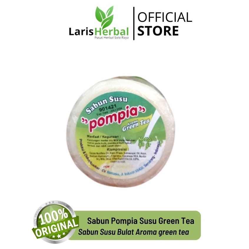 Sabun Mandi Pompia Susu Aroma Green Tea Sabun Susu Pompia Bulat Green Tea 80gr
