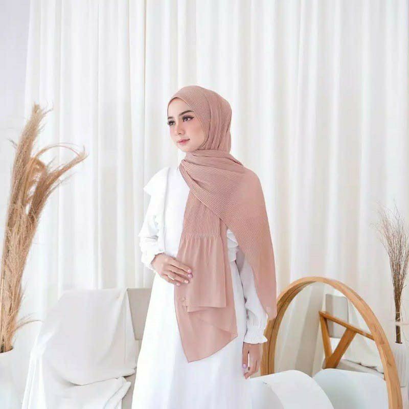 PROMO PASMINA PLISKET CERUTY 180X75 CM/ Pashmina plisket lidi jahit tepi