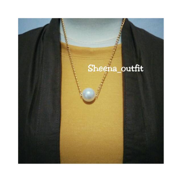 Premium necklace aksesoris kalung hijab Fashion mutiara simple
