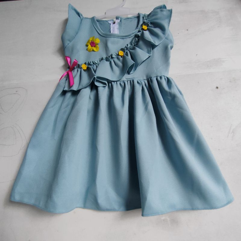 Dress anak cewek perempuan 1 2 tahun ( dress moscrepe bunga rempel )