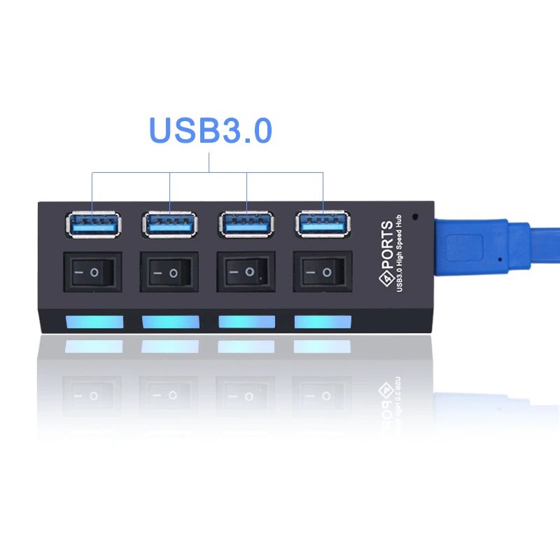 USB Hub 7 Port USB 3.0 High Speed Extender - YRR445 - Black