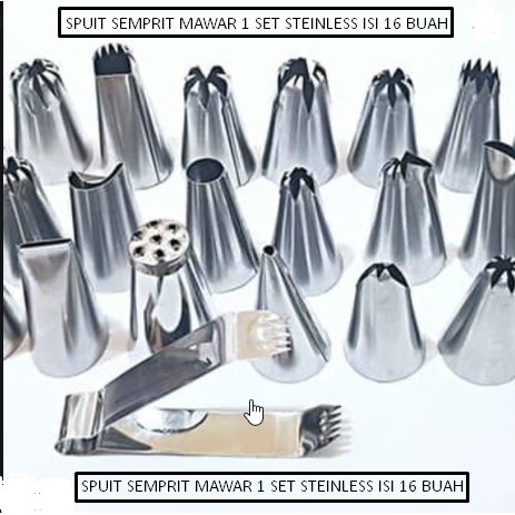 Spuit semprit mawar kue cetakan kue 1 set stainless