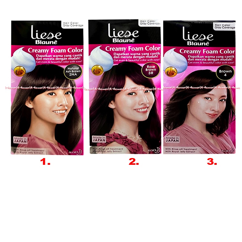 Liese Blaune Creamy Foam Color 2NA Natural Ash Brown 3R Rose Brown 4 Brown Pewarna Cat  warna Coklat Rambut Made In japan Liesse