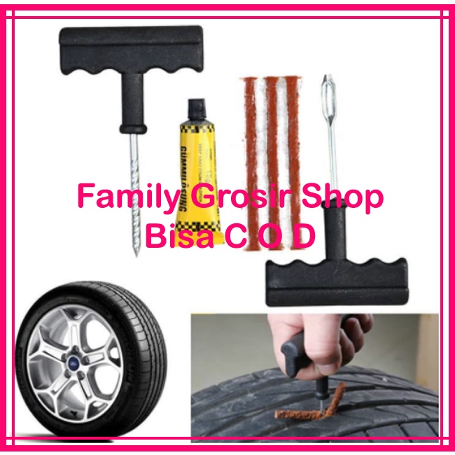 Alat Tambal Ban Tubeless Lengkap + Isi Ulang / Tubeless Tire Repair Kit