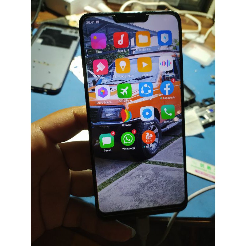 LCD  oppo A3S cabutan plus frame