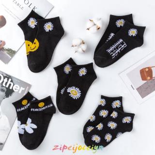 Kaos Kaki Ankle Motif Bunga  Warna  Hitam  Shopee Indonesia