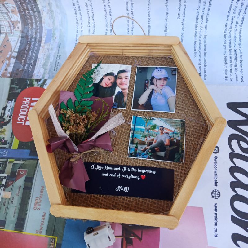 bingkai foto heksa lampu led