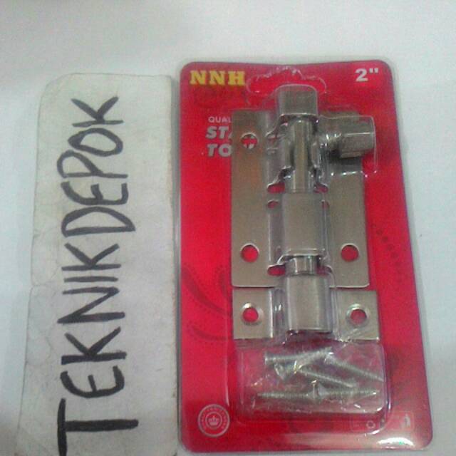 Grendel 2 inch press putih slot pintu kunci pintu kamar mandi gerendel pintu