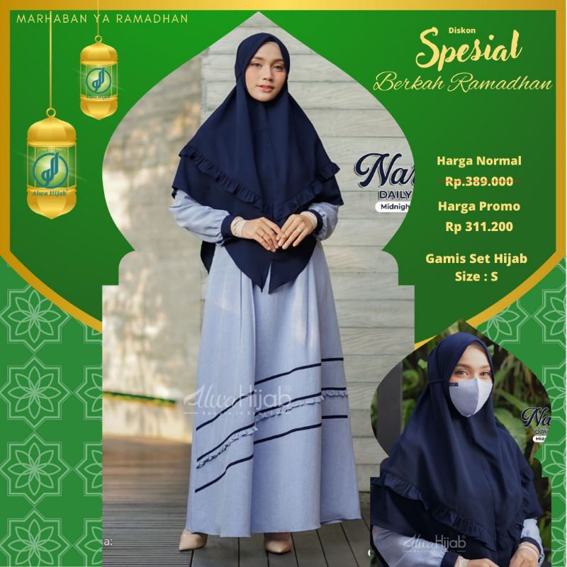 S | NARUMI GAMIS SET HIJAB ORI ALWA HIJAB