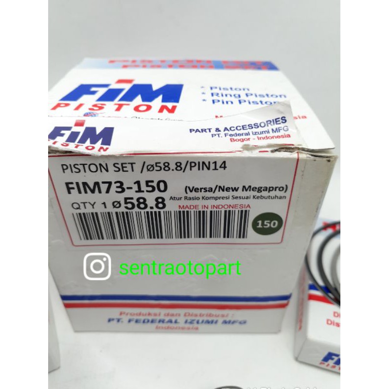 piston seher kit megapro monoshok oversize 150 original fim