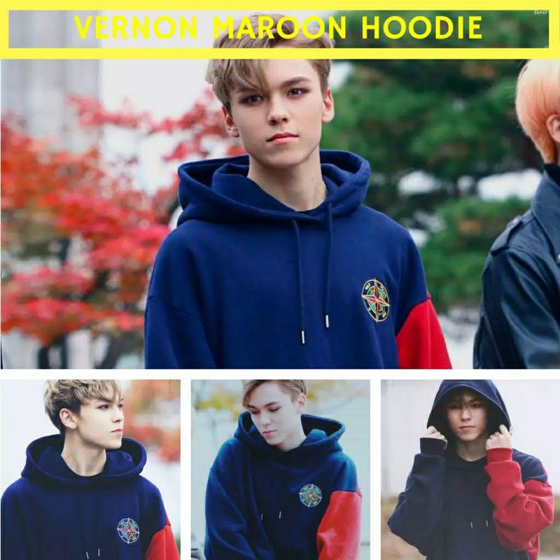 Sweater Jaket Hoodie KPOP Korea Seventeen Vernon Navy Maroon