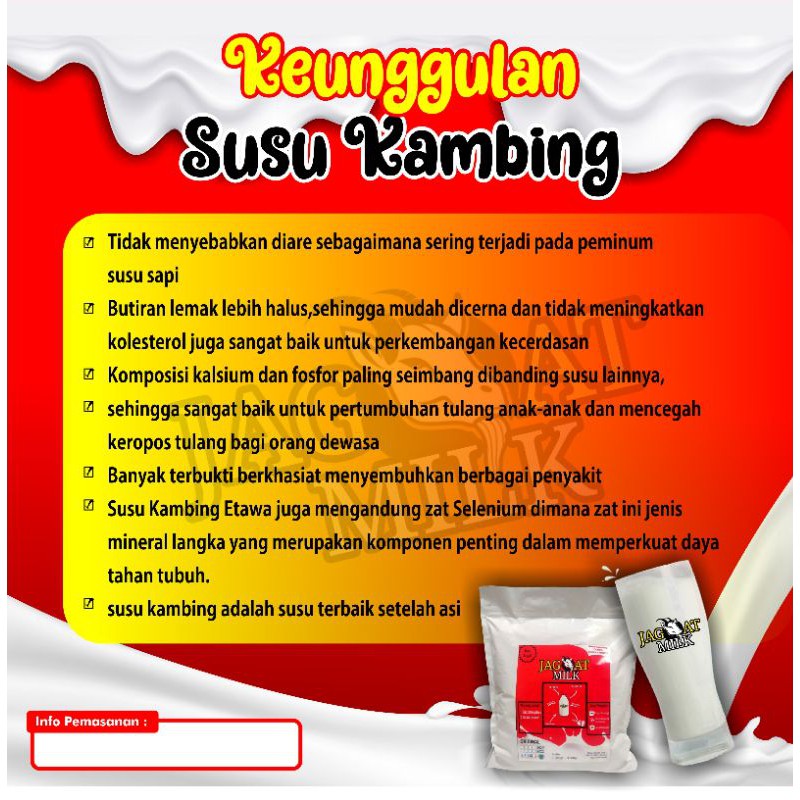 Susu Kambing Etawa 500gram kemasan almunium foil Jagoat Milk