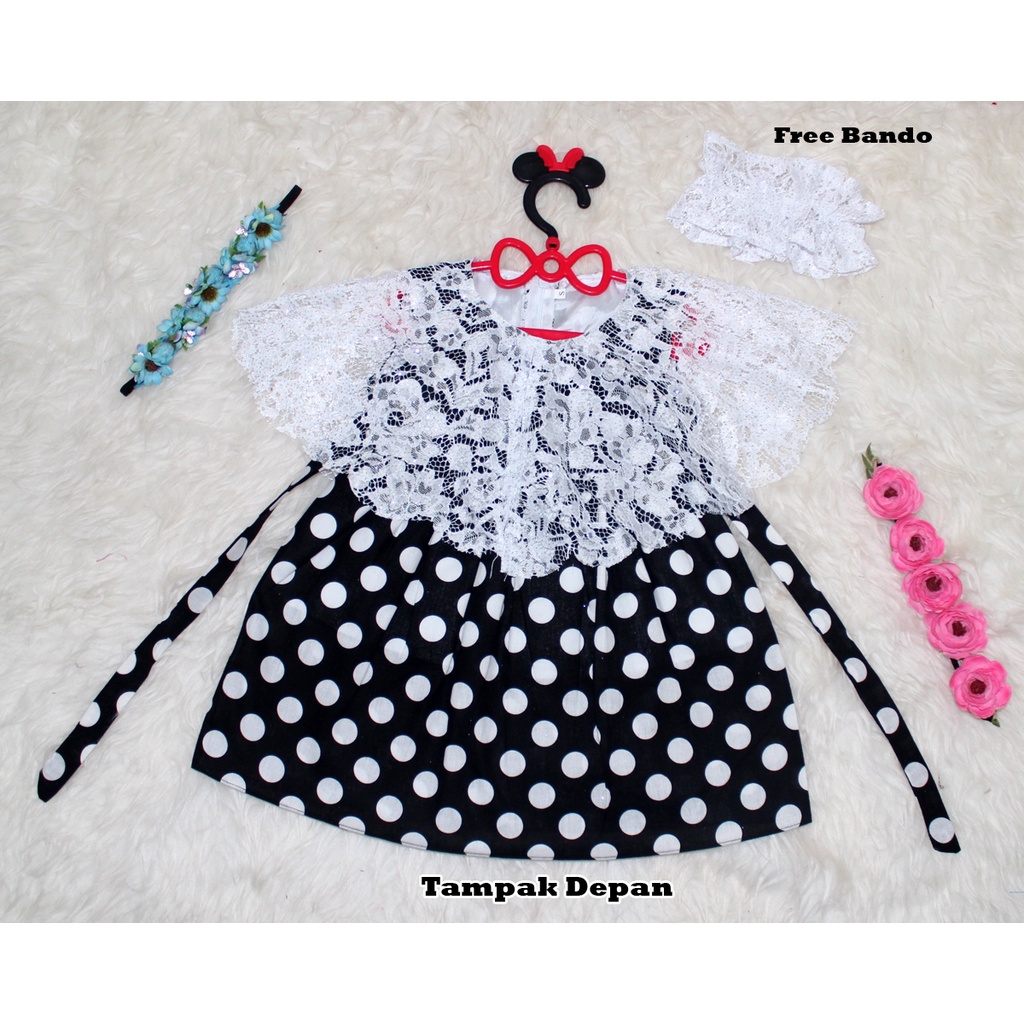 Dress Kids Kelly onde /Terusan Dress Casual+FREE Bando/Gaun Anak Polka