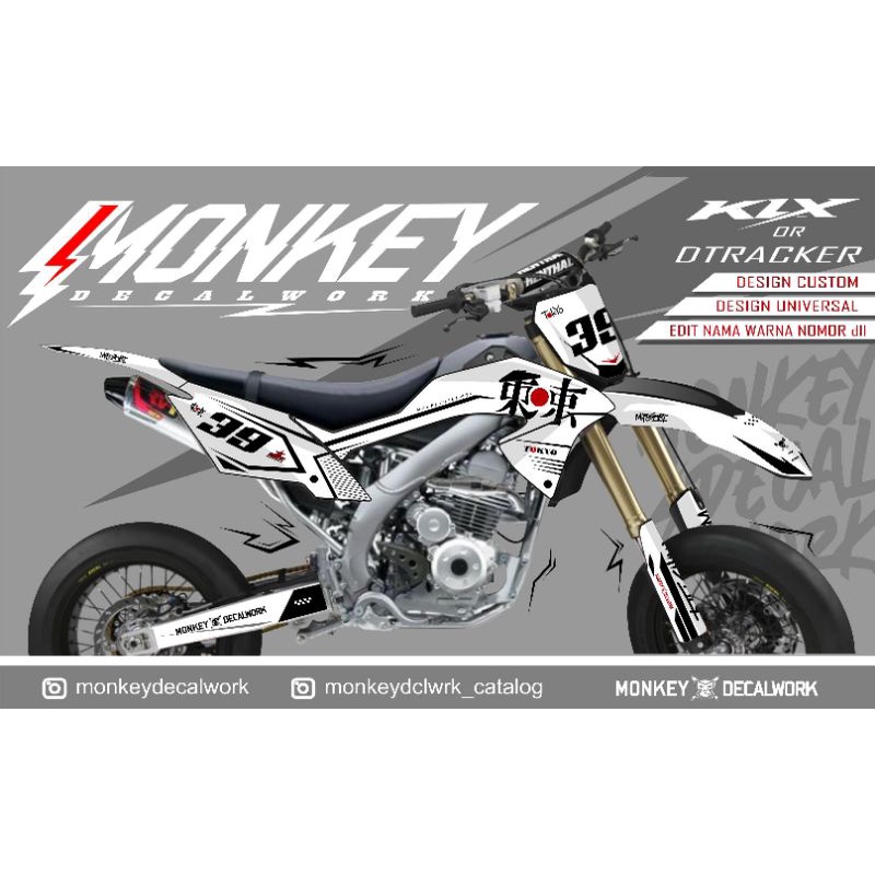 DEKAL STICKER DECAL KLX D-TRACKER PUTIH TOKYO CUSTOM