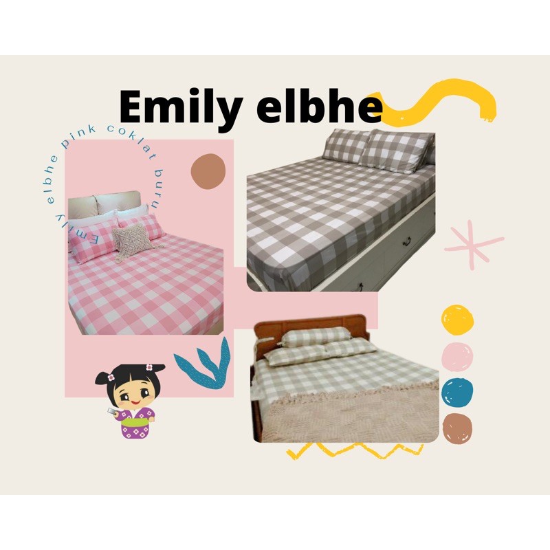 ProvenSprei - Sprei Katun Motif Emily Coklat Abu Pink Hijau lilac hitam biru
