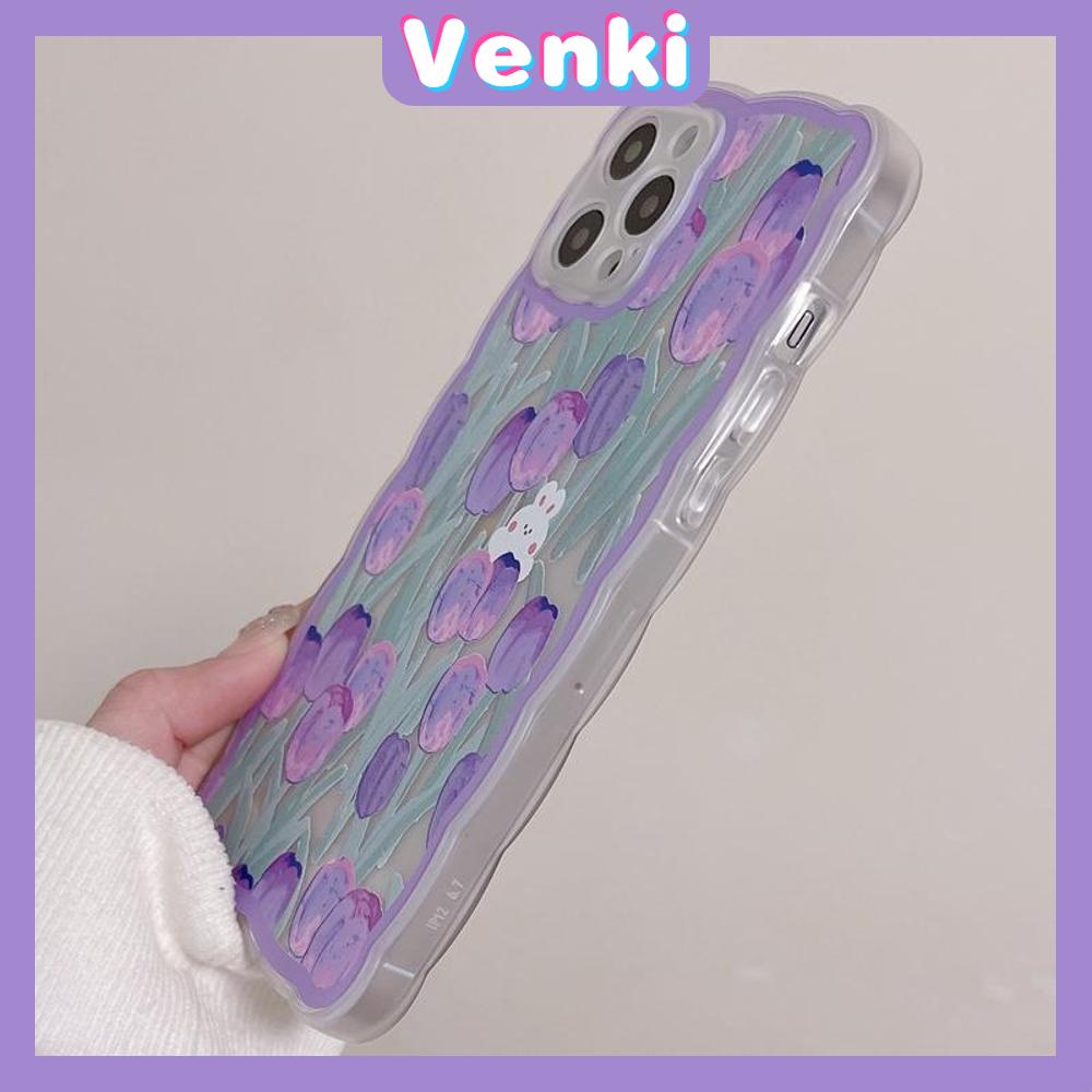 iPhone Case Silicone Soft Case Clear Case Wave Non-Slip Shockproof Camera Full Coverage Protection Purple Tulip For iPhone 13 Pro Max iPhone 12 Pro Max iPhone 11 iPhone 7 Plus