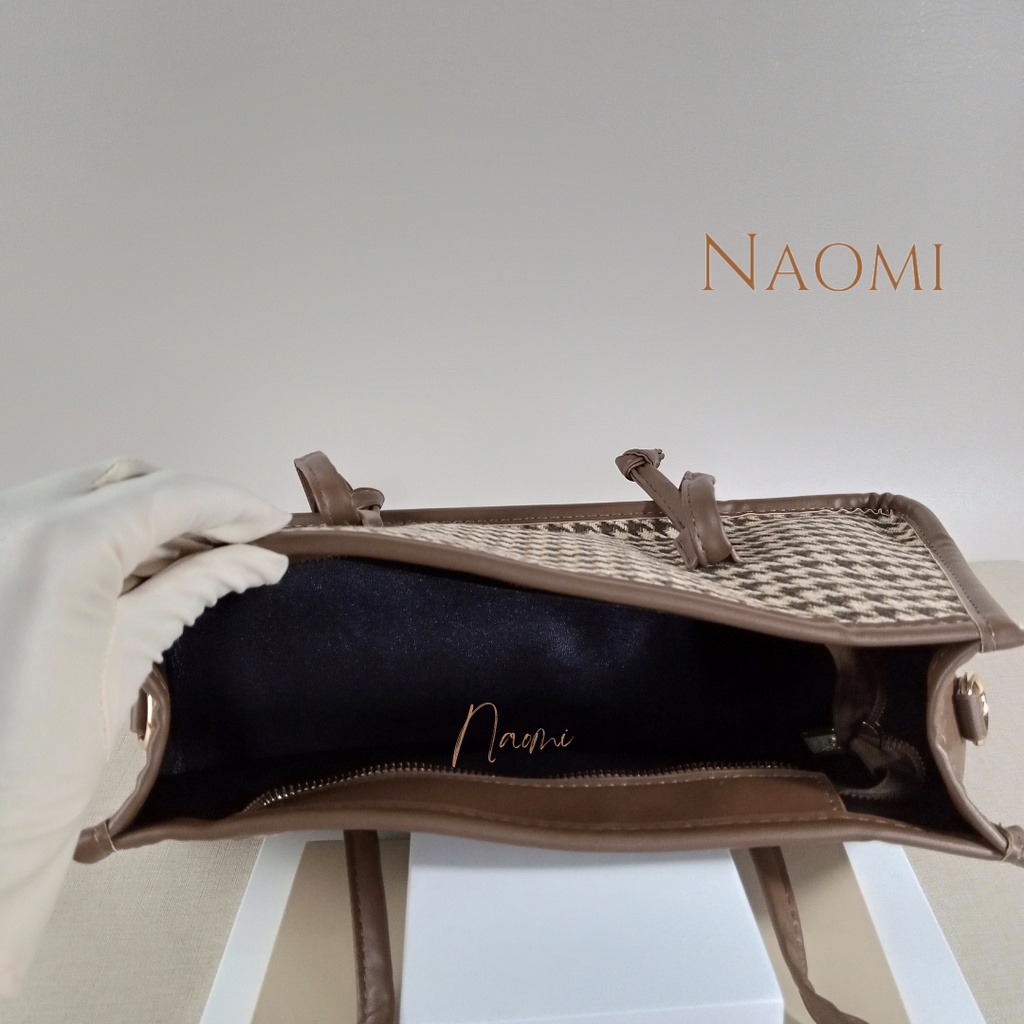 NAOMI - Margareth Shoulder Bag Import - Tas Branded Fashion Bag Wanita - Brown Black Shoulder Bag Premium - Tas Wanita - Tas Naomi - Naomi Bag - women bag