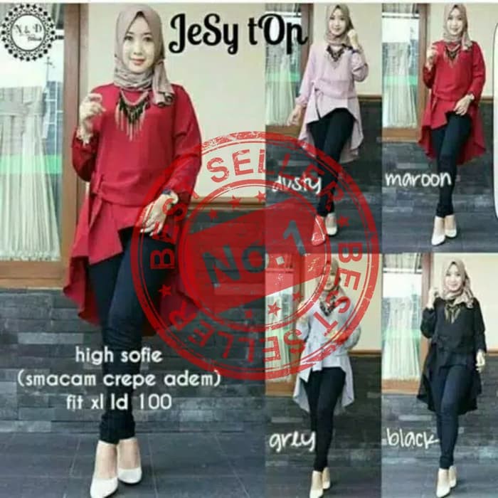 Blus Milk Silk Longgar Ala Korea Lengan Lotus Bahu Bolong Warna  4295UT Baju Muslim Atasan Wanita