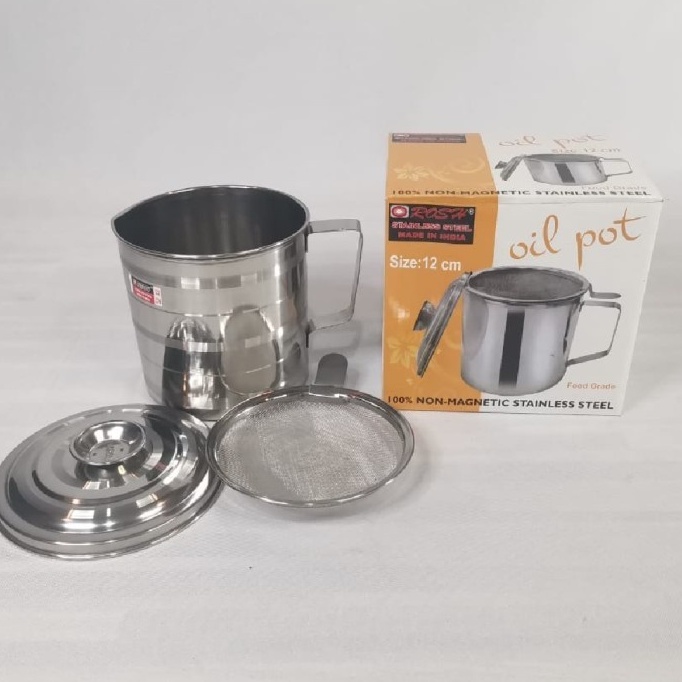 Mug Oil Pot Saringan 12cm / Tempat Saringan Minyak Stainless