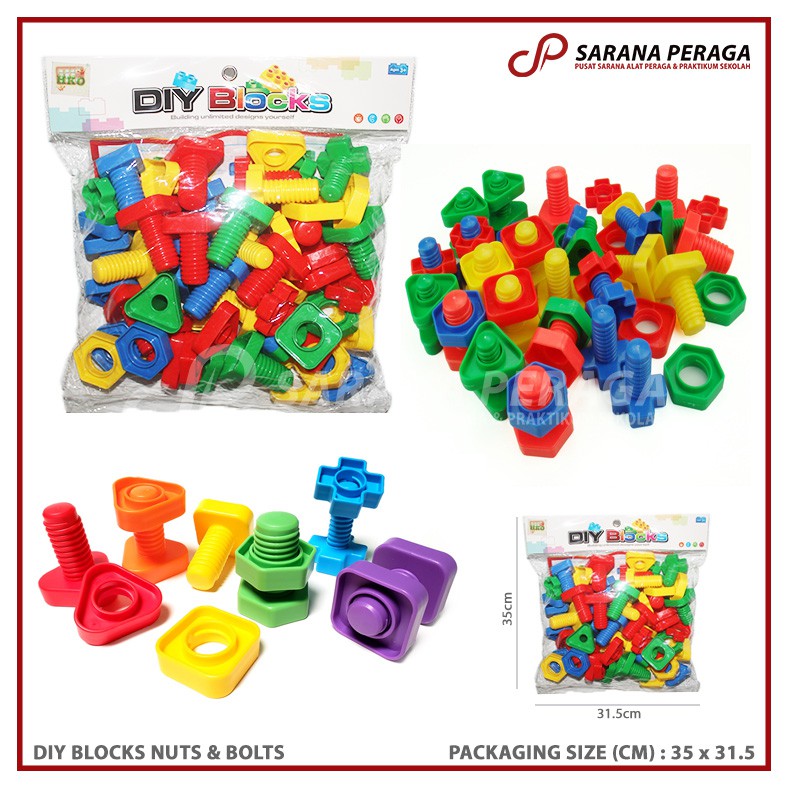 Jual SaranaPeraga Lego Bongkar Pasang DIY Blocks Nuts and Bolts / Lego Mur Baut Mainan