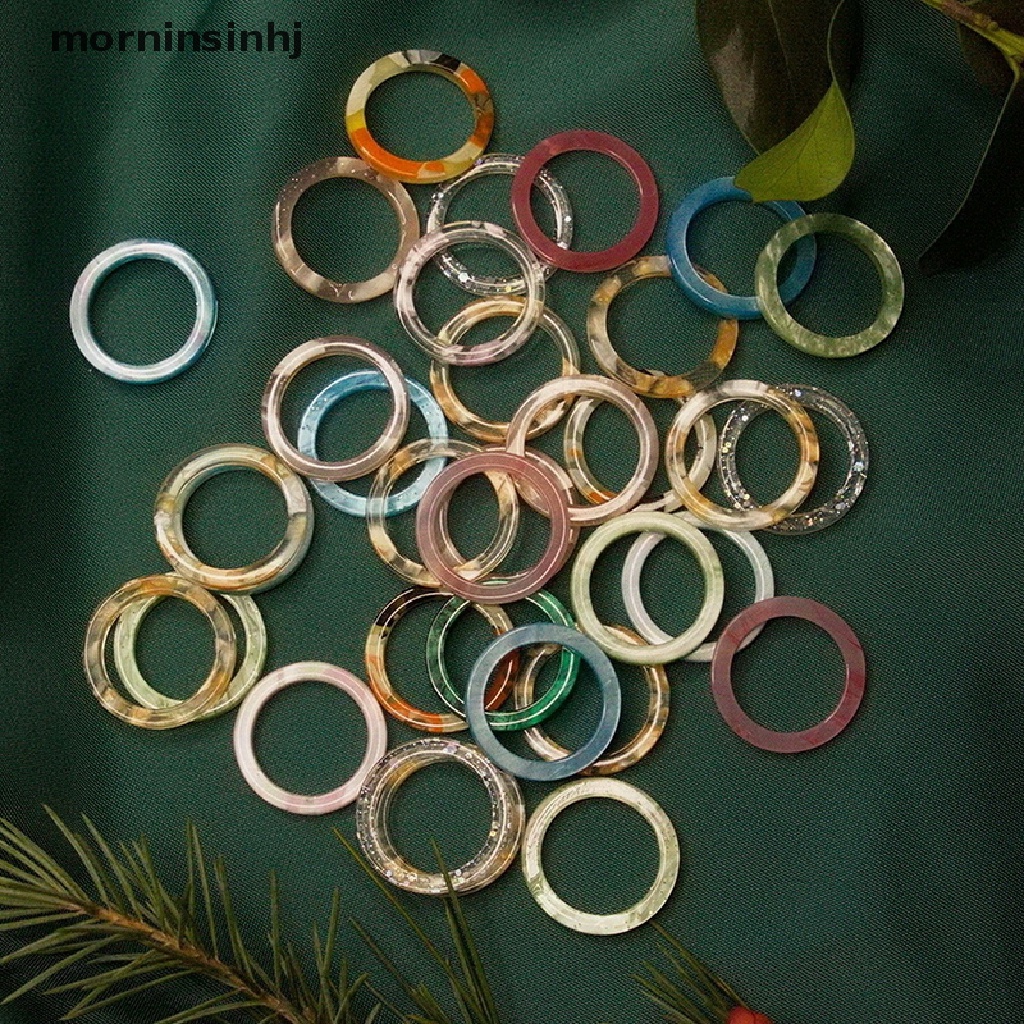 Mornin 10pcs / Lot Cincin Resin Warna-Warni Gaya Korea Untuk Wanita