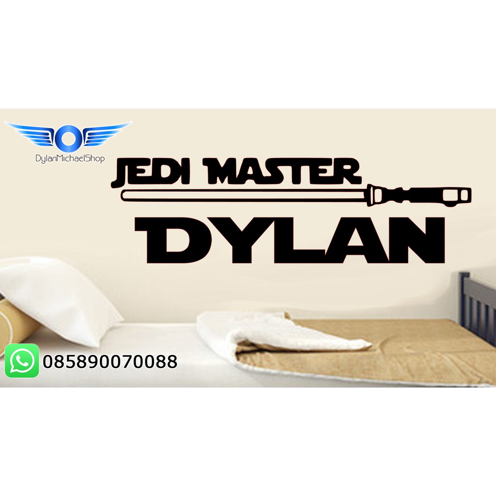 Sticker Dekor Star Wars Jedi Master Nama Bed Stiker lightsabre ranjang