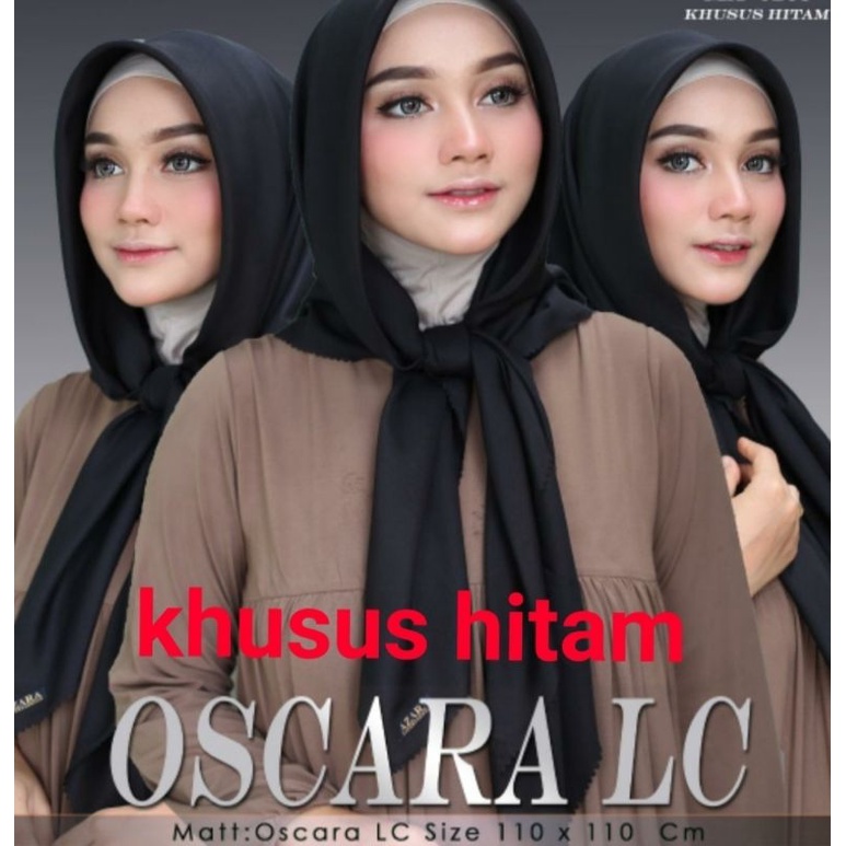 MURAH ! HIJAB OSKARA LC SQUARE &quot;KHUSUS HITAM&quot; BAHAN VOAL MIRACLE AZARA LASER CUT JILBAB KERUDUNG