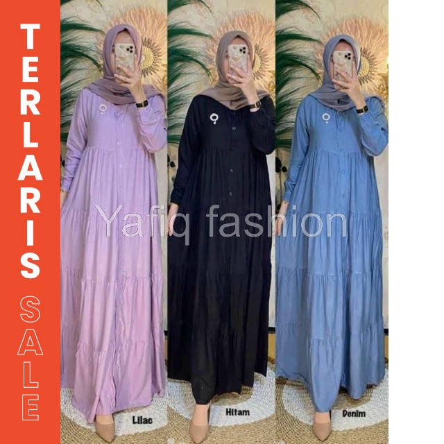 Yafiq fashion - GAMIS RAYON POLOS REMPEL SUSUN