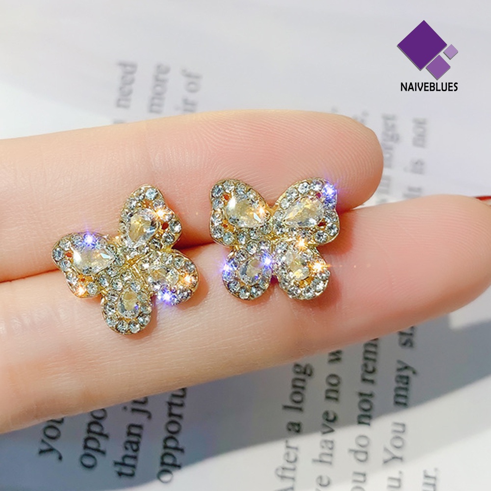 Anting Stud Bentuk Berlian Imitasi Gaya Elegan Untuk Wanita