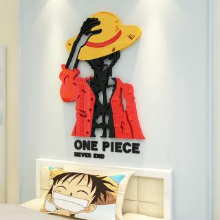  Stiker  Dinding  Desain One  Piece  Anime Bahan Akrilik untuk 