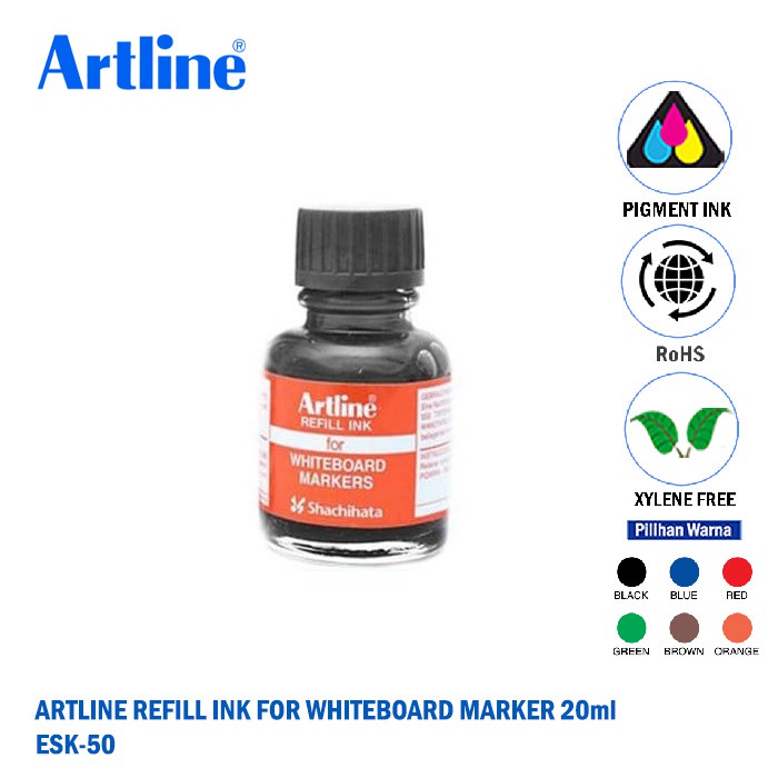 

Artline Tinta Isi Ulang Refill Ink For WhiteBoard Marker Botol Kaca 20 ml Esk-50/Tinta Refill Hitam