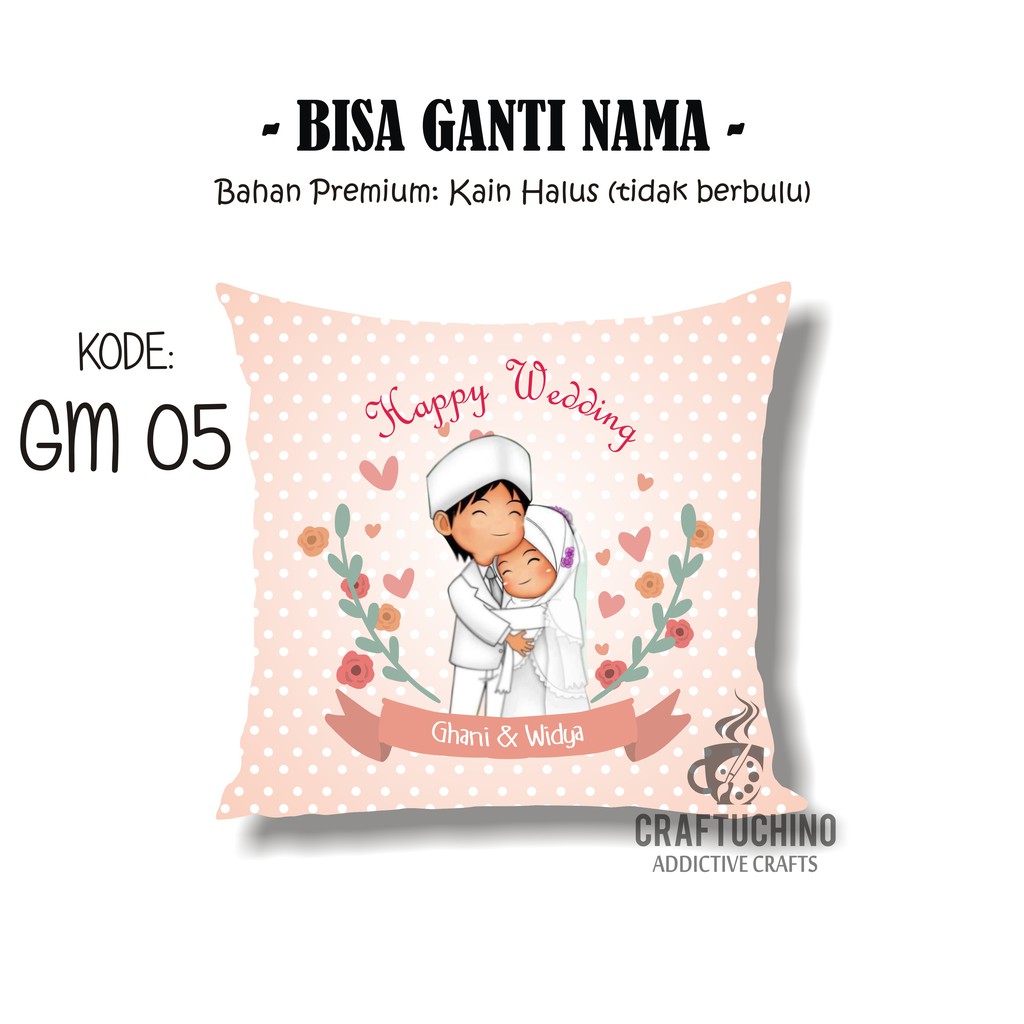 

(Custom Nama) GM 05 Bantal Kado Hadiah Pernikahan, Wedding, Anniversary