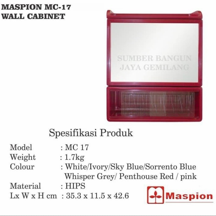 MASPION Rak Kamar Mandi / Wall Cabinet MC 17 - Warna Random