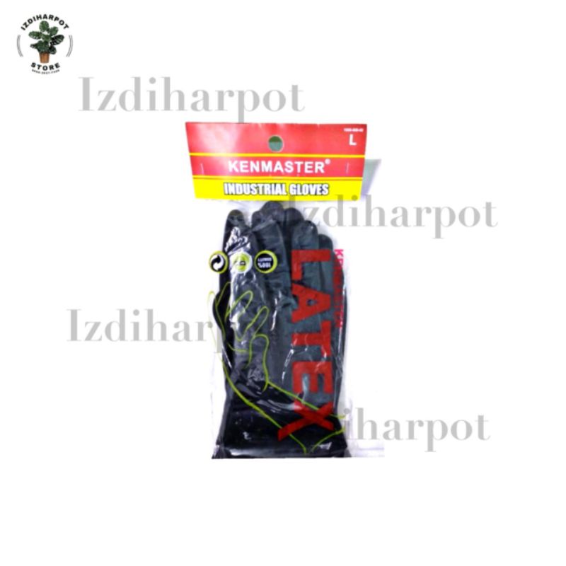 sarung tangan karet latex hand gloves untuk berkebun - KENMASTER HITAM