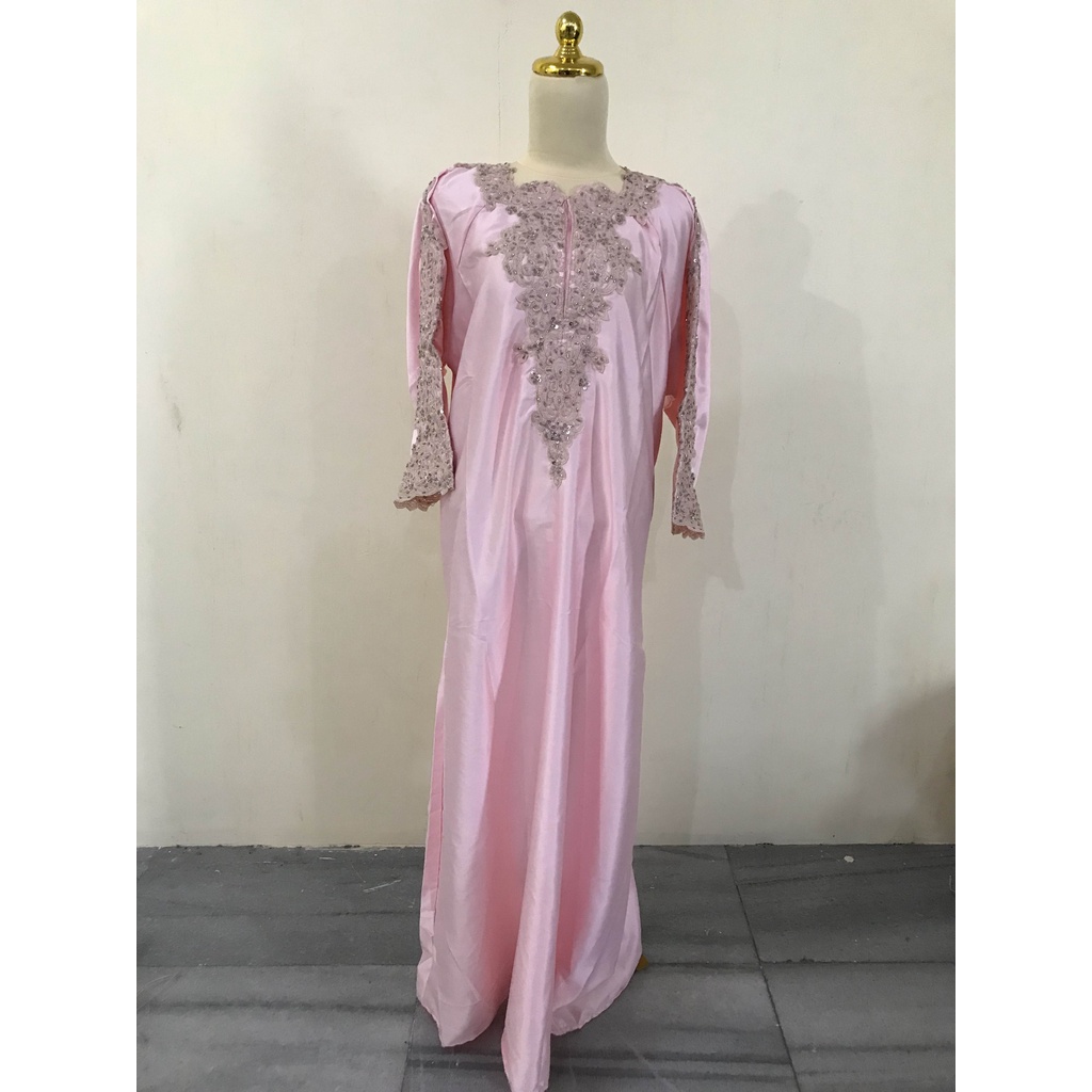 HOPYLOVY Kaftan Lebaran Wanita Satin Kerancang Mewah Elisabet