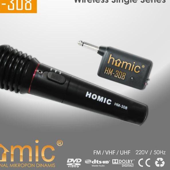 ➢ MIC HM-308 Microphone single wireless Homic 308 2in1 (wireless dan kabel) ✤