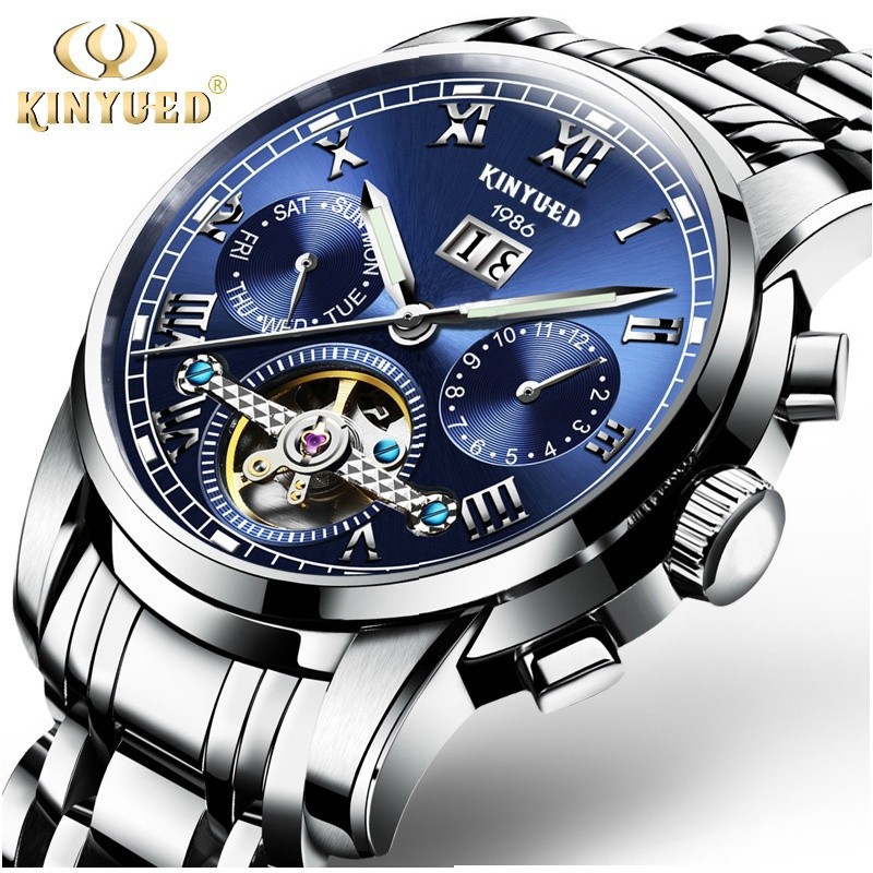 Jual Jam Tangan Mekanik Otomatis Mewah Bahan Stainless Steel Anti Air dengan Kalender