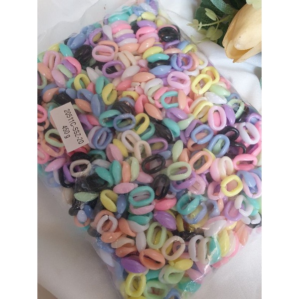 [Grosir] Mote Rantai Plastik | Bahan Rantai Strapmasker / 1Pak dan 0.5pak