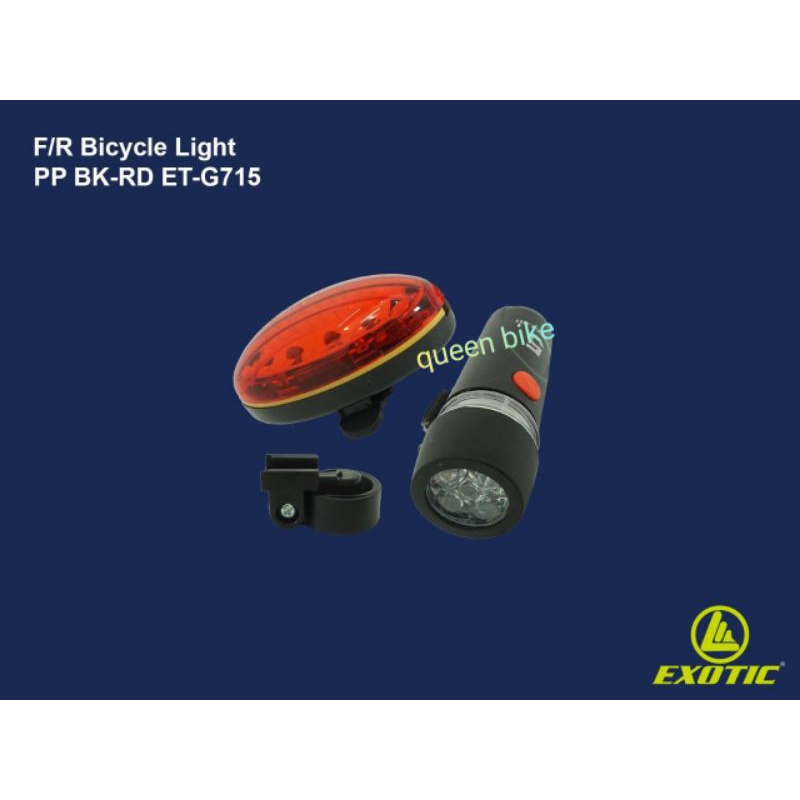 lampu sepeda set muka belakang + baterai Exotic G715