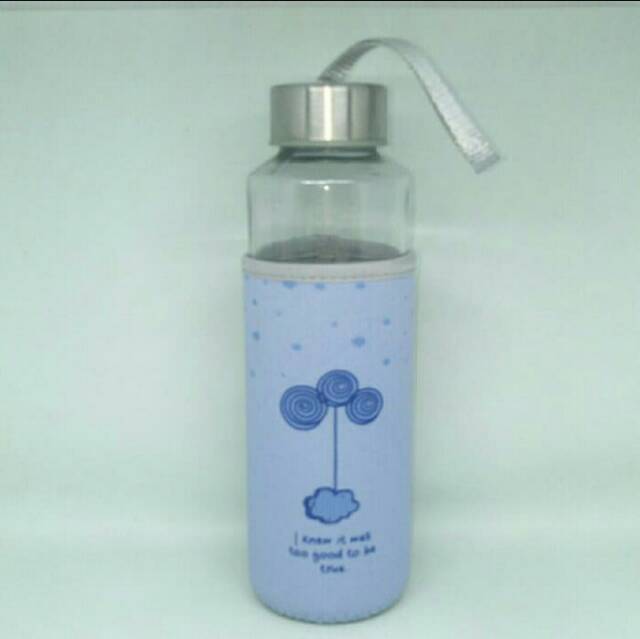 Botol Minum Anak Lucu Kaca Air Goodiebag Bottle Gudiebag suvenir Souvenir 400 ml 400ml Sarung Hati