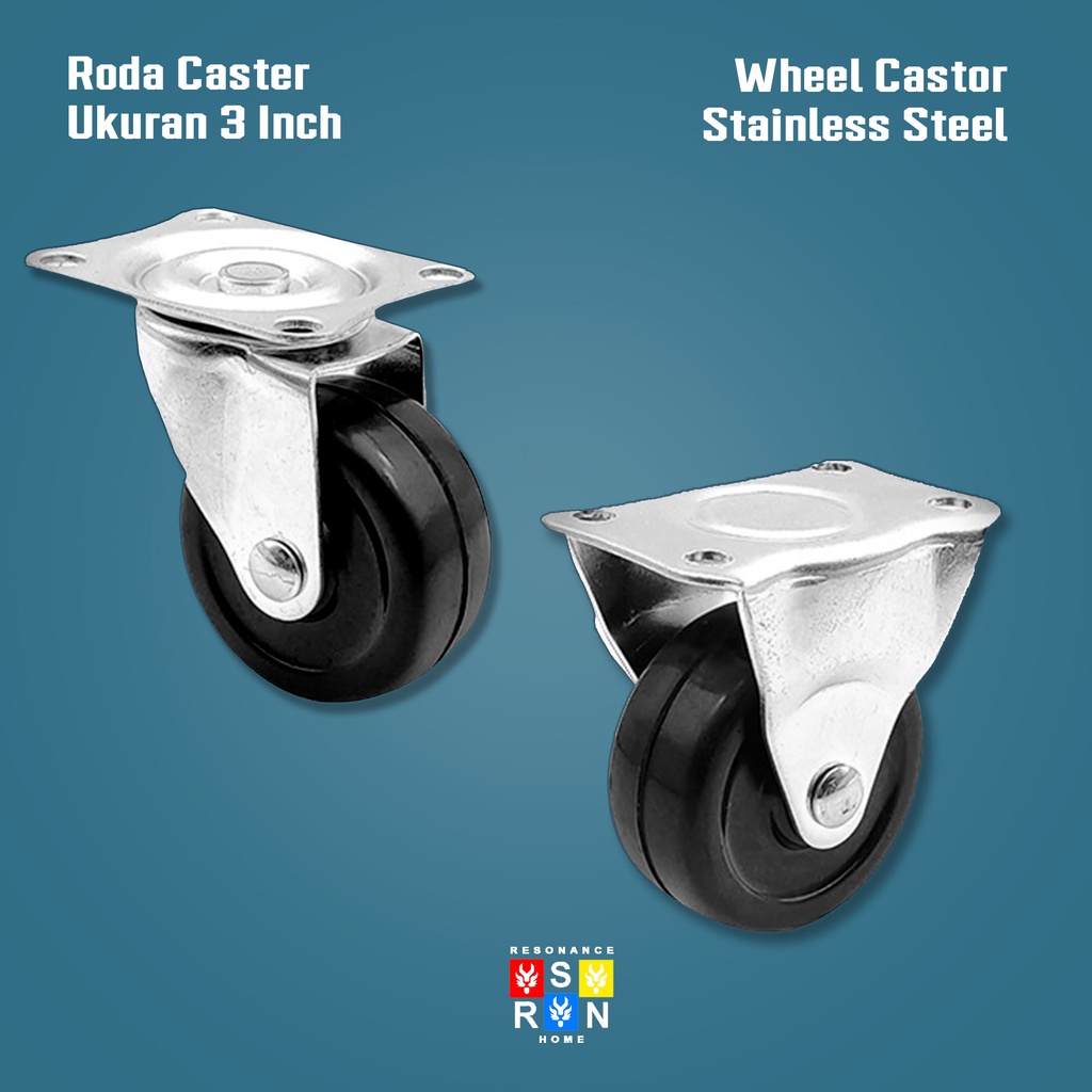 Roda Caster Karet Gepeng 3 Inch / Kastor Furniture / Wheel Caster Resonance Home