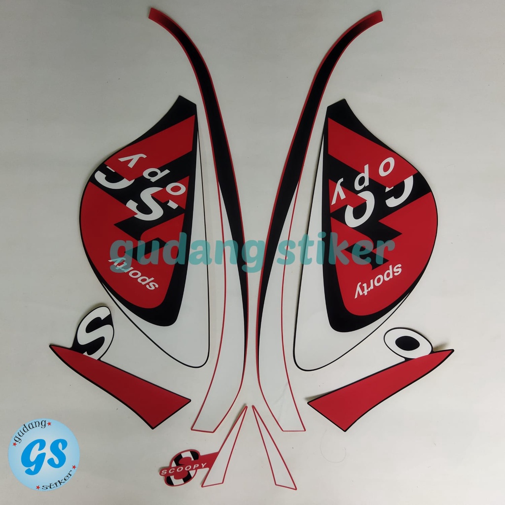sticker striping motor scoopy sporty 2021 hitam-merah