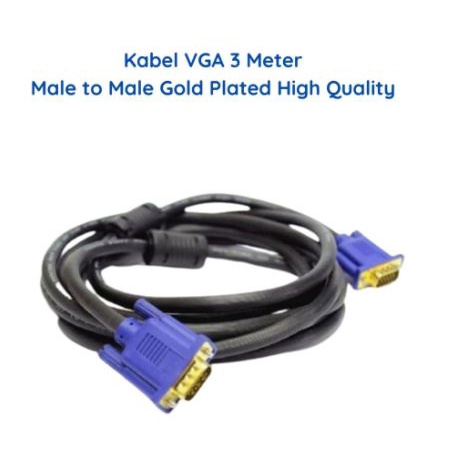 Cable Vga Nyk 3m Gold plated male 1080p full hd for pc laptop - Kabel d-sub vga 15 pin 3 meter m-m for monitor projector tv