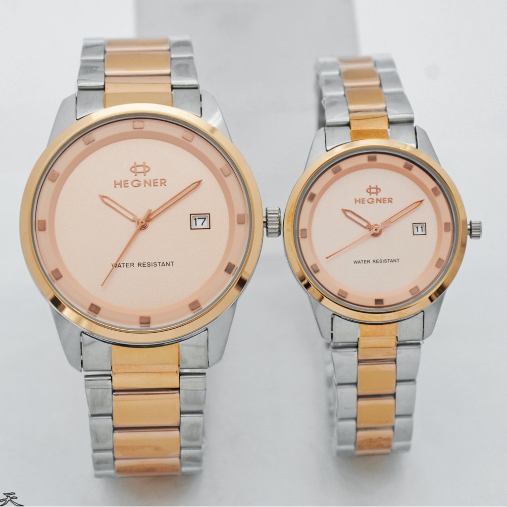 JAM TANGAN COUPLE HEGNER 1659TANGGAL AKTIF ORIGINAL