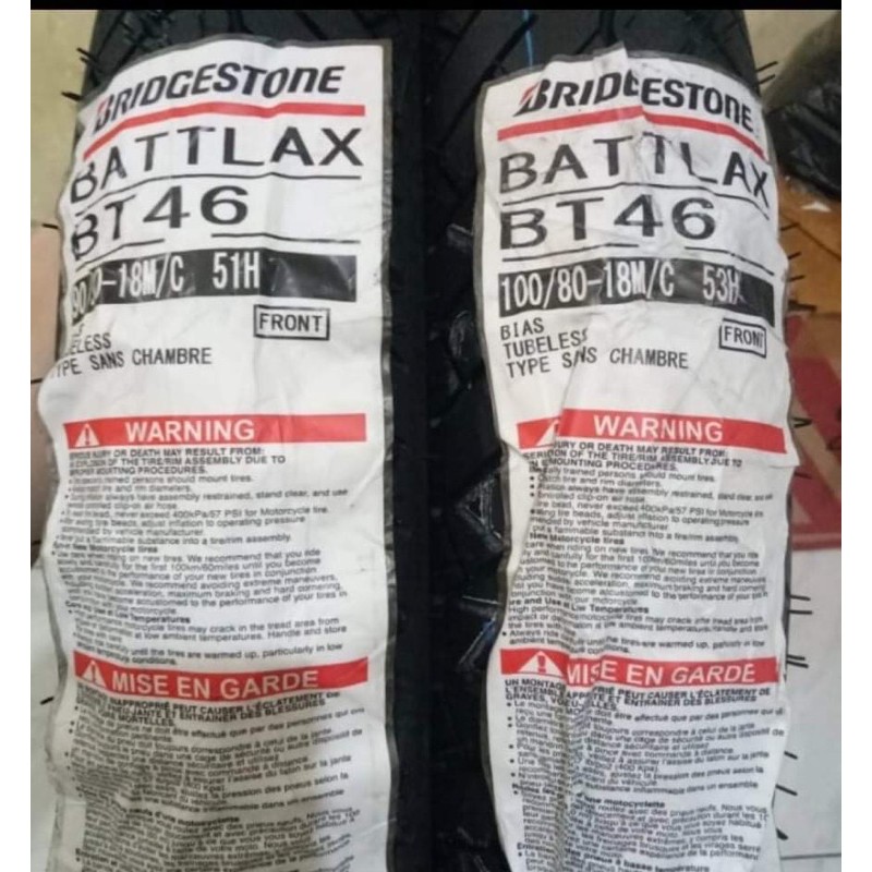 PAKETAN BAN LUAR BATTLAX BRIDGESTONE BT46 UK 90/90-18 & 100/80-18