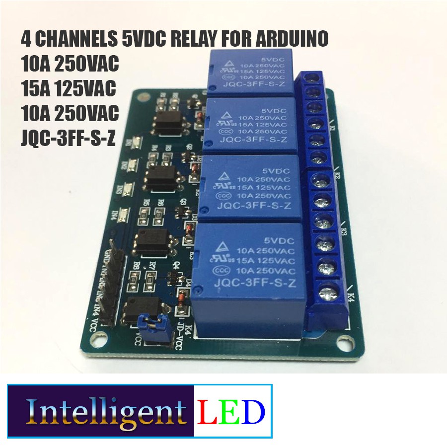 4 Channels Relay 5VDC for Arduino - JQC-3FF-S-Z Relay