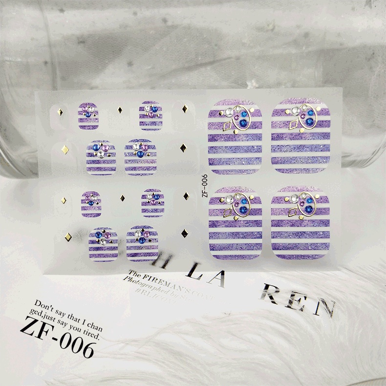 ZF 22Pcs/Set Toe Stiker Kuku Desain Bermotif High End Berlian Mutiara Permata Warna-Warni Untuk Tempel Tahan Air Tahan Lama Menicure Stickers Korea Self Adhesive Fashion Sticker kuku Full Aksesoris Dapat Kupas Mudah Digunakan Dan Dilepas Anti Air Nail Art