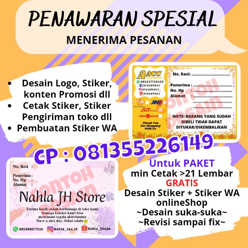 

Desain Logo, Stiker paket, dan Cetak Stiker