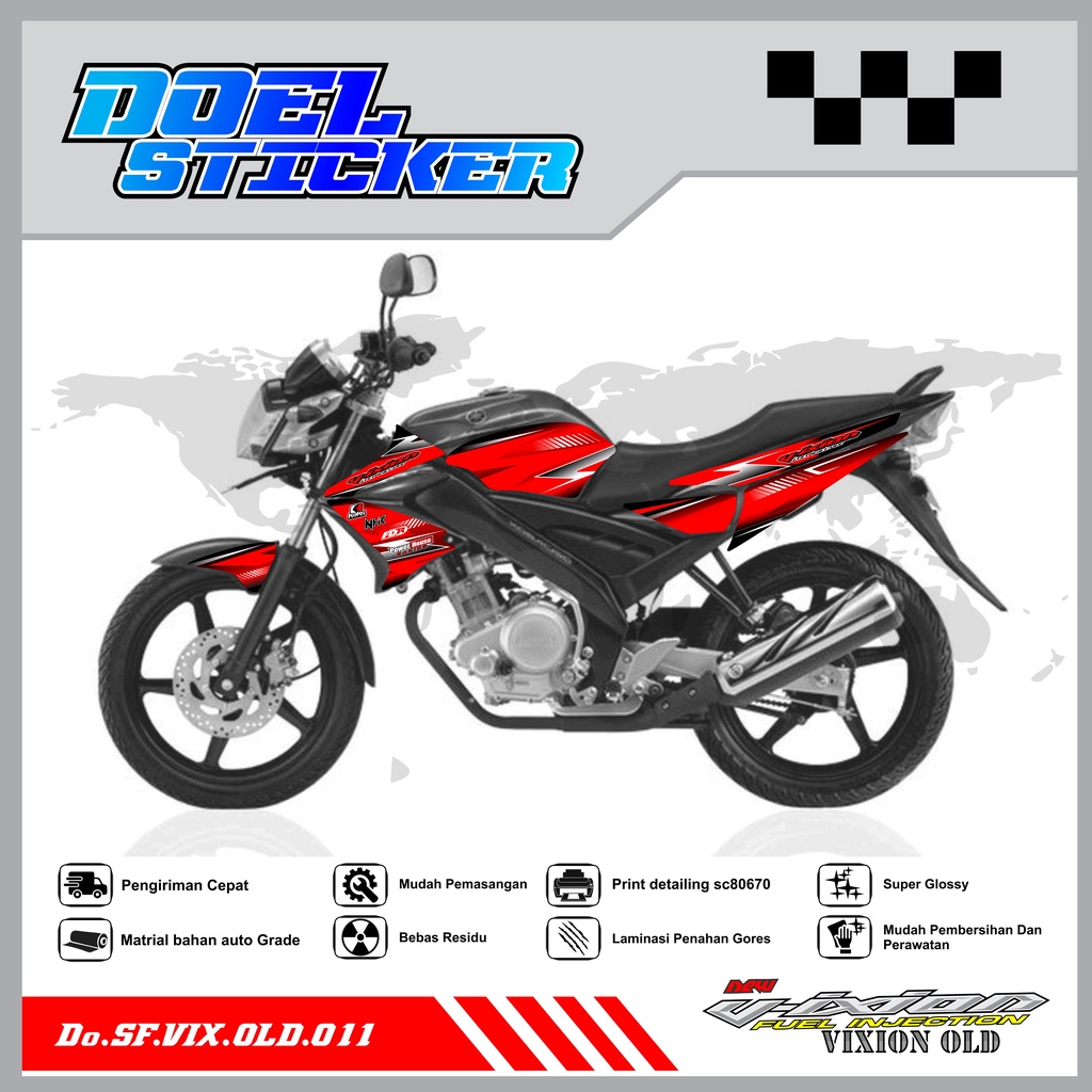 STICKER STRIPING VIXION OLD LAMA - STICKER STRIPING VIXION OLD LAMA 2008-2012 VARIASI HOLOGRAM/PELANGI , CROME DOEL 011