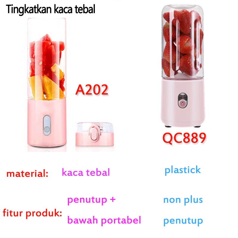 ❤Freedom❤ Blender Portable - Blender Juice USB 4 Mata Pisau/2 in 1 Botol Minum Jus Blender Portabel Mini Listrik peralatan makan